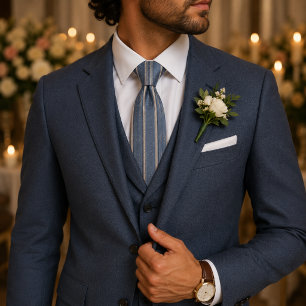 Cravate Rayo de Régence Bleu Poussiéreux