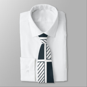 Cravate Rayure damier bleu marine noir et blanc 