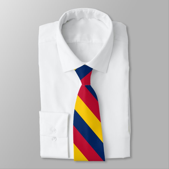 Cravate Rayure jaune et rouge bleue d'université (Attaché)