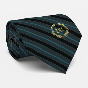 Cravate Rayure noire encadrée minimale de Teal   de