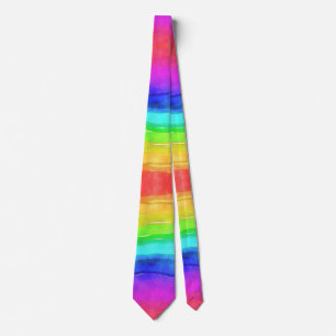 Cravate Rayures arc-en-ciel ombré aquarelle Gay Pride Tend