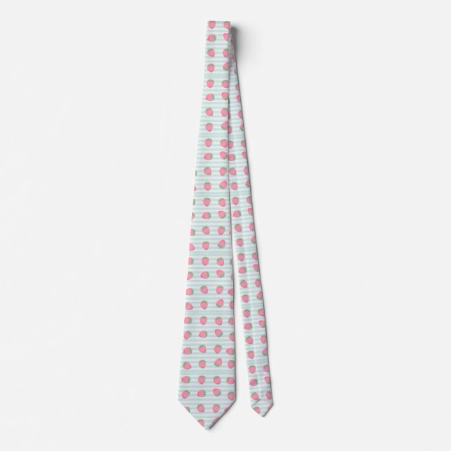 Cravate Rayures de fraise rose (Devant)
