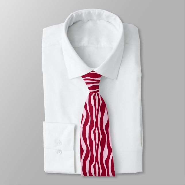 Cravate Rayures de zèbre - Bourgogne et rose (Attaché)