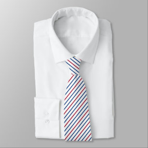 Cravate Rayures diagonales rouges, blanches et bleues patr