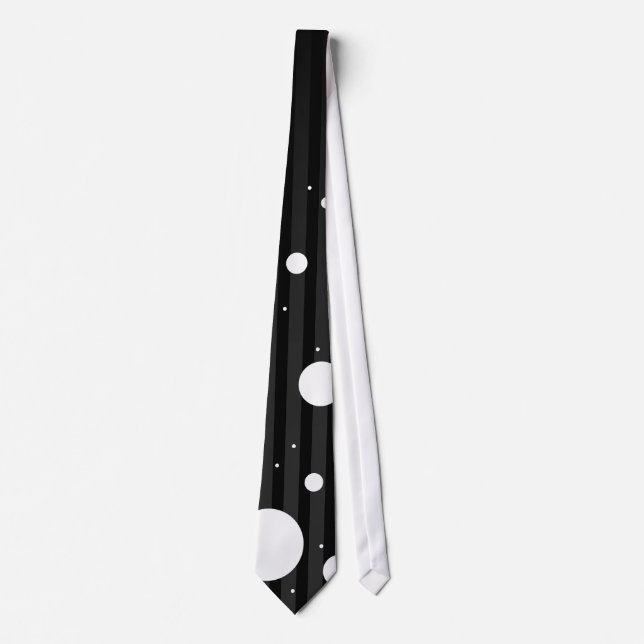 Cravate Rayures et pois noirs et blancs (Devant)