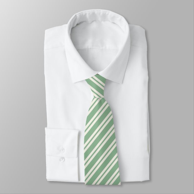 Cravate Rayures vertes & blanches modernes (Attaché)