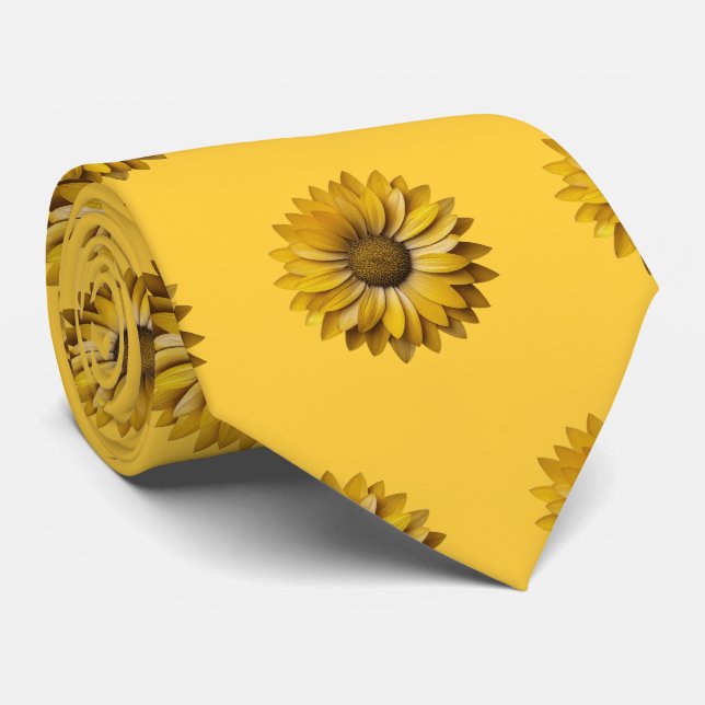 Cravate Realistic Minimal Sunflower Pattern (Roulé)