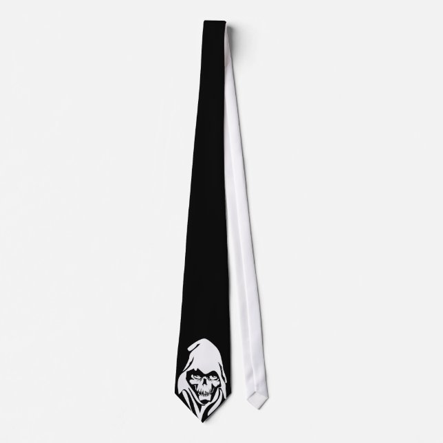 Cravate Reaper blanc gothique font face sur l'arrière - (Devant)