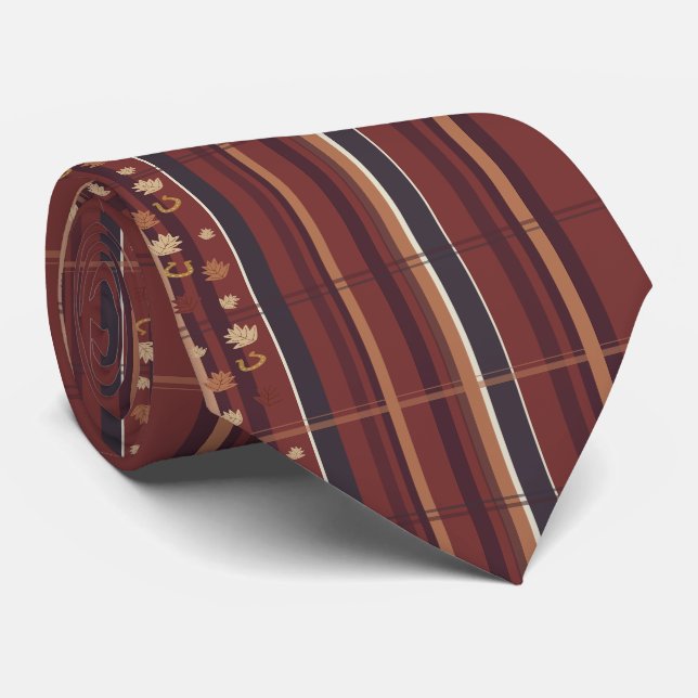 Cravate Récolte rustique noir riche rouge plaid (Roulé)