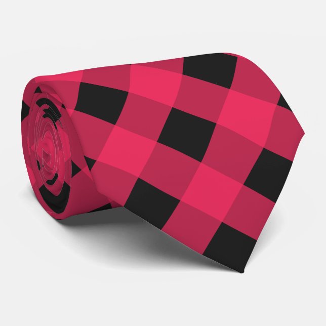 Cravate Red and Black Buffalo Plaid Check Patterned (Roulé)