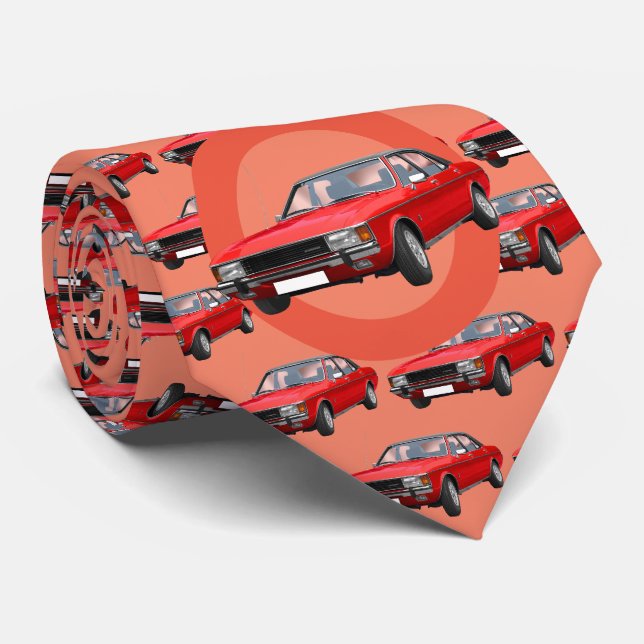 Cravate Red Hotrod 1970s Motif automobile (Roulé)