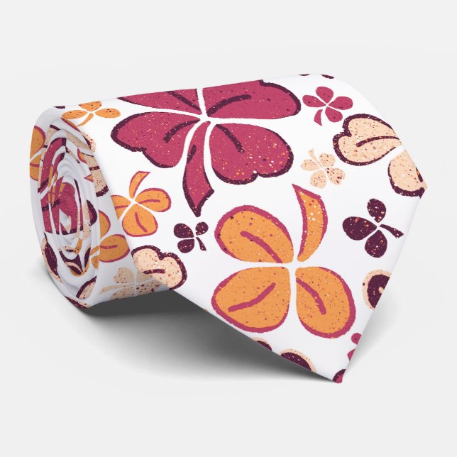 Cravate Red Lucky Shamrock Clover Saint Patrick`s Day (Roulé)