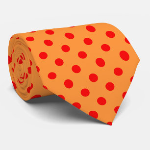 Cravate Red On Orange Pois Motif Design