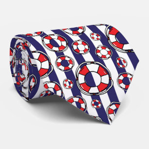 Cravate Red White and Blue Nautical Lifebelts Patterned