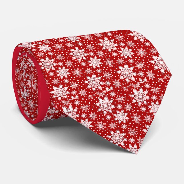 Cravate Red White Snowflakes Motif sans couture (Roulé)