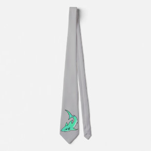 Cravate requin souriant de dessin animé bleu vert océan an