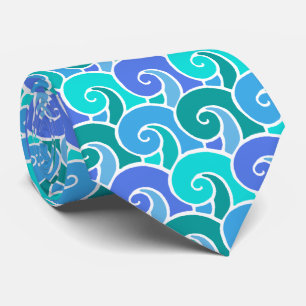 Cravate Ressacs de l'eau dans le motif nautique bleu de