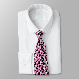 Cravate Résumé Géométrique 030919 - Rose, Noir et Blanc