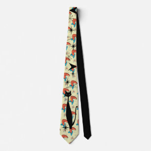 Cravate Retro Atomique Moyen Siècle Moderne MCM Cool Cat 