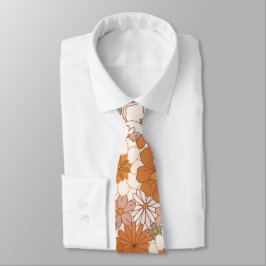 Cravate Retro Boho Terracotta Floral Wildflowers Autumn 