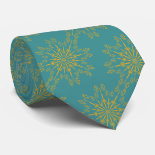 Cravate Retro Mandala Teal Neck Tie