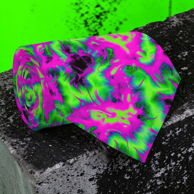 Cravate Retro Neon Tie-Dye Custom Necktie (Créateur téléchargé)