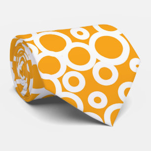 Cravate Retro Orange & White Polka Dot Patterns