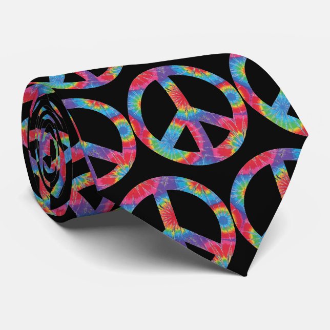 Cravate Retro Peace Sign - Rainbow Hippy Hippie Design (Roulé)