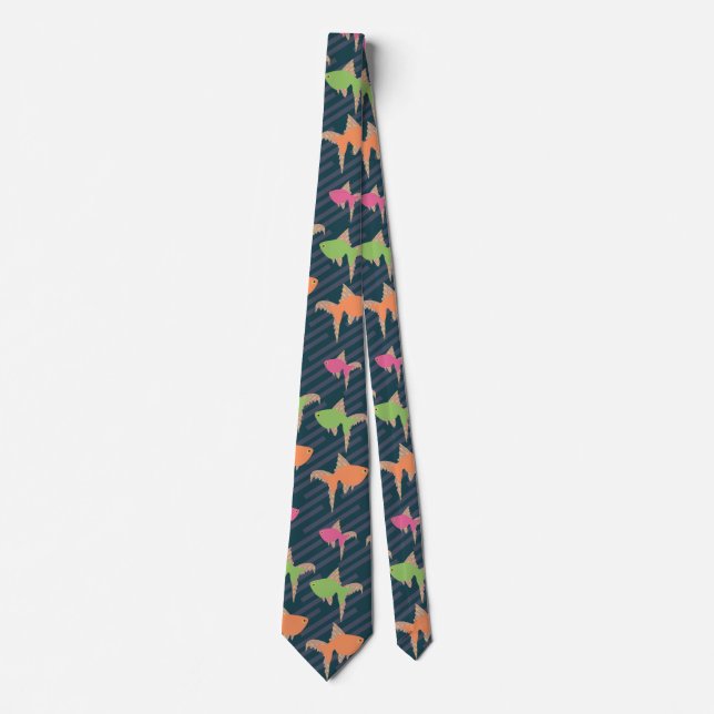 Cravate Retro Pêche Papa Neon Motif de poisson (Devant)
