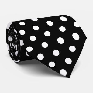 Cravate Rétro point de polka noir et blanc
