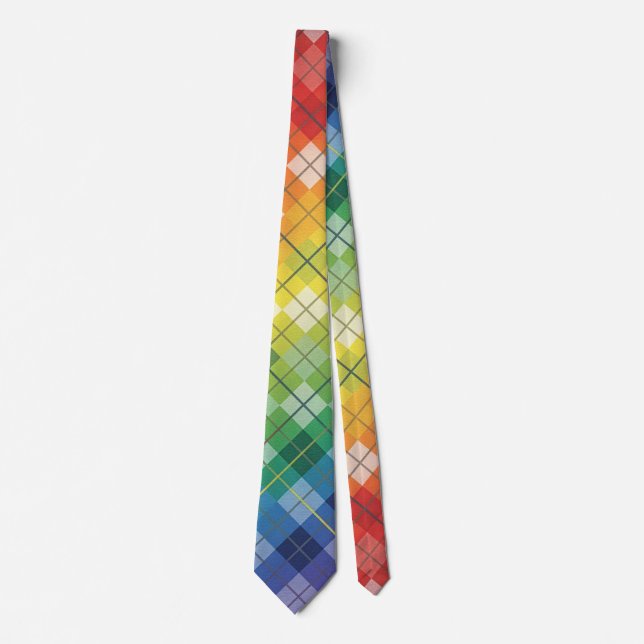 Cravate Retro Rainbow Argyle Plaid Check Pattern (Devant)