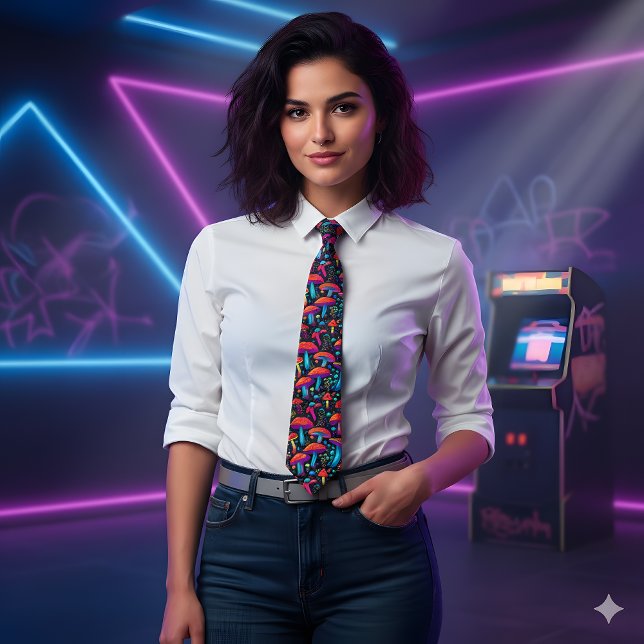 Cravate Rétro super de champignons bioluminescents (Créateur téléchargé)