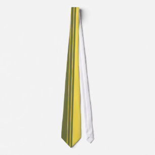 Cravate Retro Yellow Olive Stripes Pattern Tie