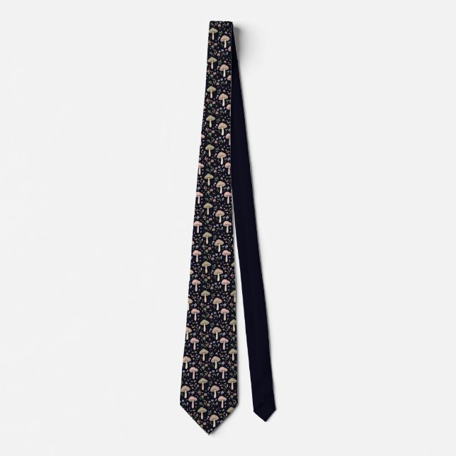 Cravate Rich Black Fungi Botanical | Formal Wedding Groom (Devant)