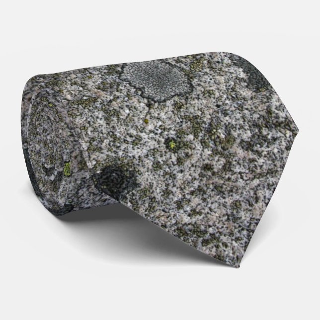 Cravate Roche grise de granit avec de la mousse verte (Roulé)