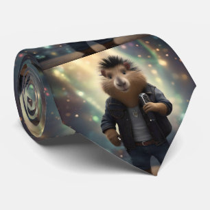 Cravate "Rock 'n' Roll Rodent : Le Rocksta Capybara Mohawk