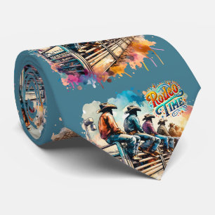 Cravate Rodeo Time Cowboys assis sur Rodeo Buckings Chutes