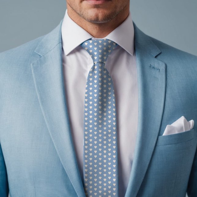 Cravate Romantic Soft Blue Hearts Subtle Valentine's Day (Cool blue tie with subtle heart design for a stylish, festive, and charming Valentine's look.)