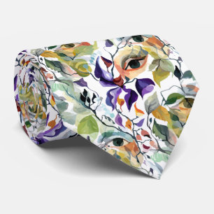 Cravate Romantique Retro Vintage Foliage Pastel Eyes
