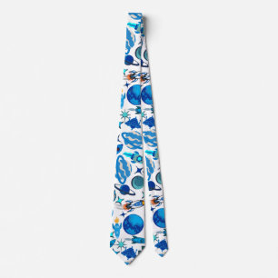 Cravate Roquettes rétro dans l'espace. BG blanc