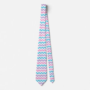 Cravate Rose, Aqua, Purple, Blanc Chevrons Motif