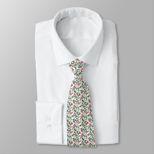 Cravate Rose avec épines Élégant modèle rose floral (Attaché)
