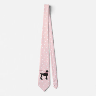 Cravate rose de point de polka de caniche