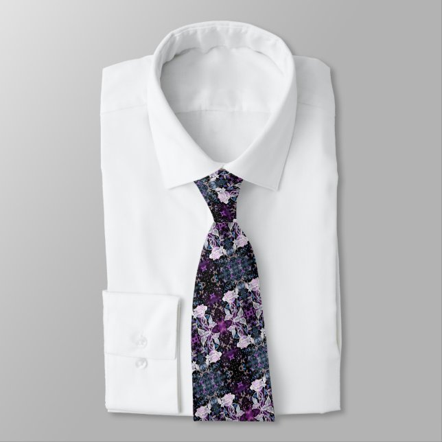 Cravate Rose d'hiver et papillons - Romantique (Attaché)