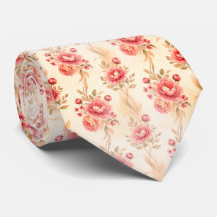 Cravate Rose Florale Mauve Douce