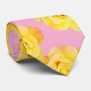 Cravate Rose Florale Moderne Orange Jaune Rose Colorée