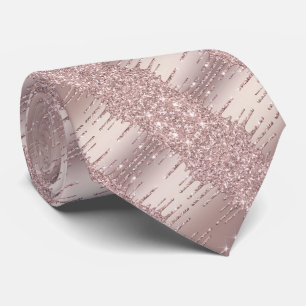 Cravate Rose Gold Blush Paillettes Gouttes Votre Collier d