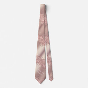 Cravate Rose Gold Glitter Sparkly Tie with Custom Text
