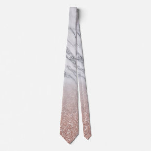 Cravate Rose Gold Marble Fond Cascade Ombre Parties scinti