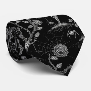 Cravate Rose gothique et Motif osseux